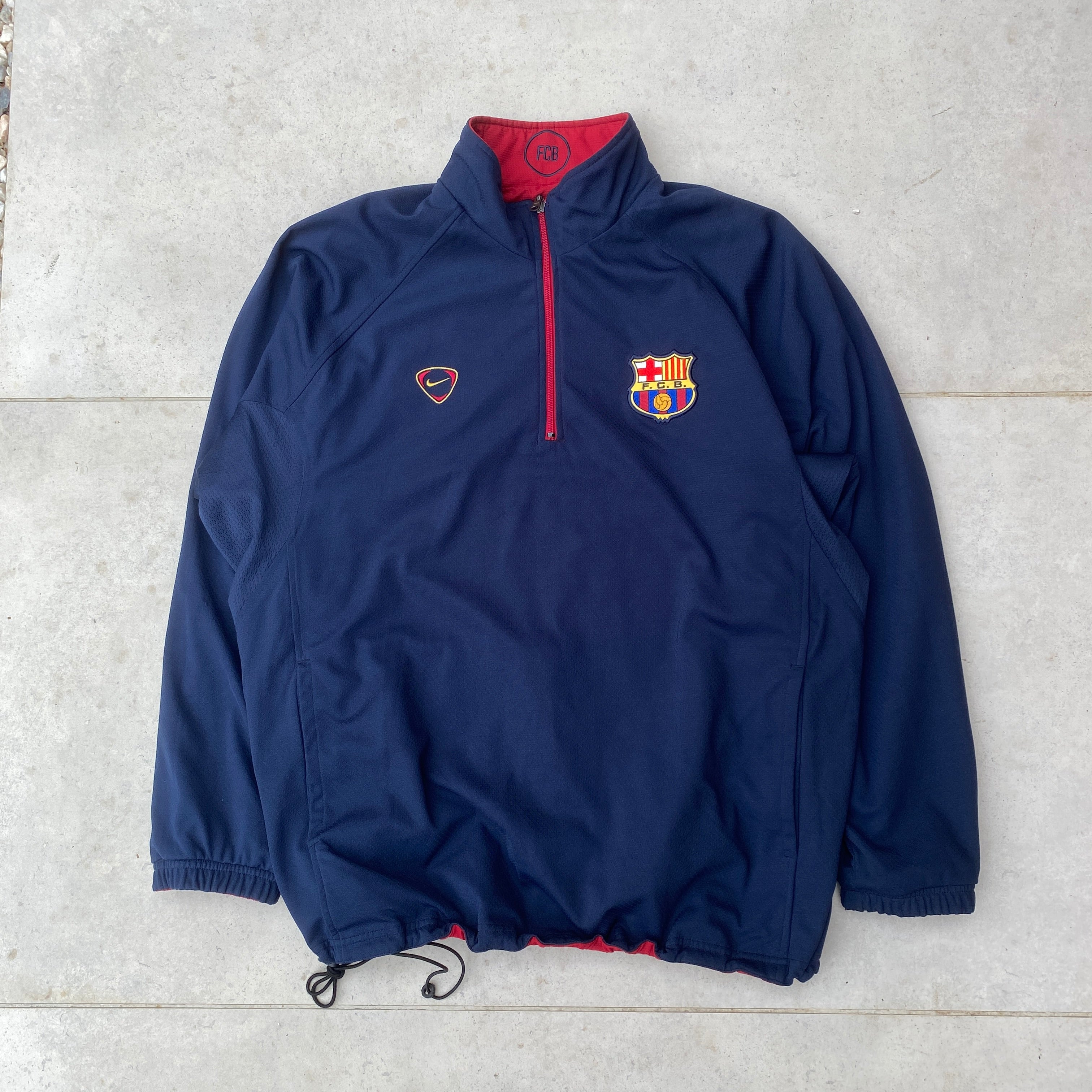 90s Barcelona Reversible 1/4 Zip Coat Jacket Red Blue