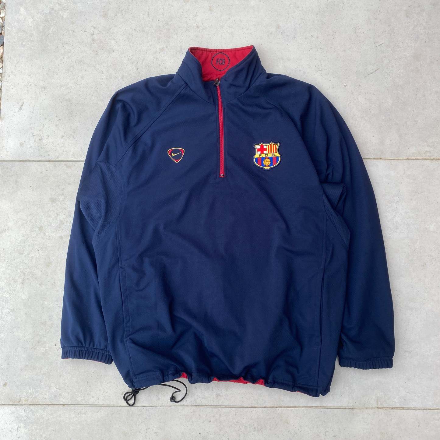90s Barcelona Reversible 1/4 Zip Coat Jacket Red Blue