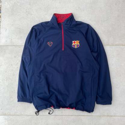 90s Barcelona Reversible 1/4 Zip Coat Jacket Red Blue
