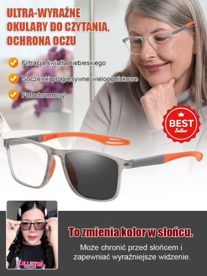 Sportowe okulary dwu w jednym z funkcją fotochromatyczną i ochroną UV.