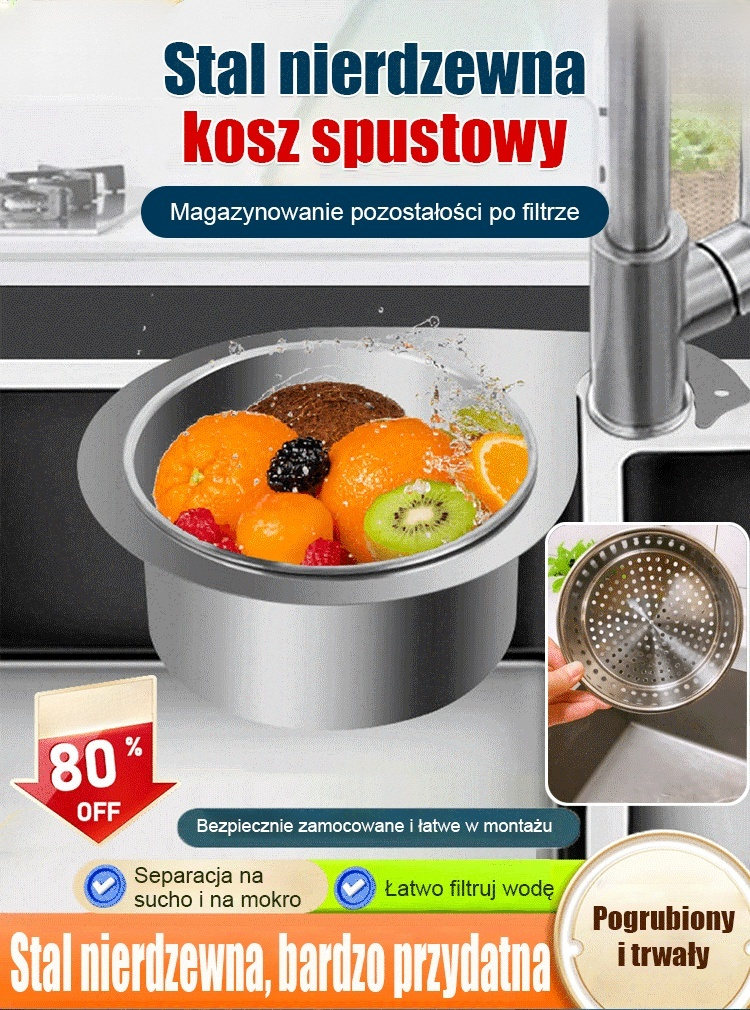 Kosz ociekowy ze stali nierdzewnej 304