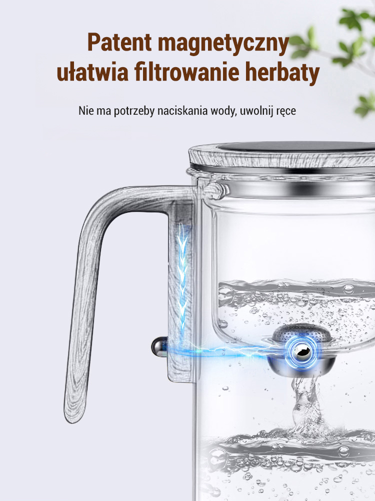 Jednoprzyciskowa filtracja zestawu do herbaty
