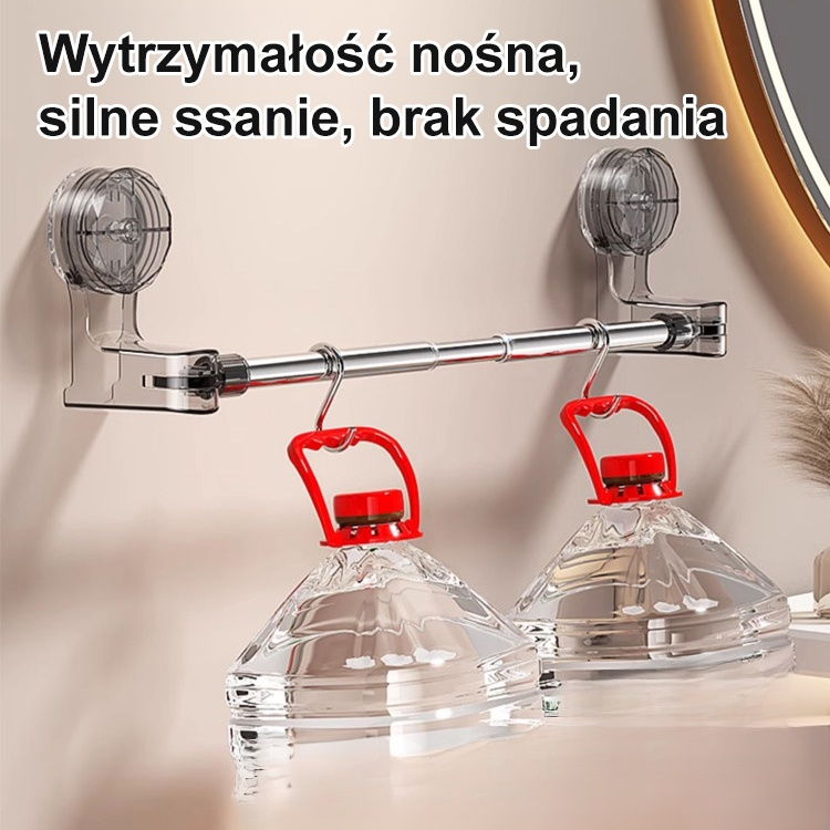 Rozciągany drążek na przyssawki bez potrzeby wiercenia.