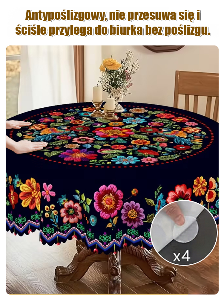 Kolorowy meksykański obrus w kwiaty