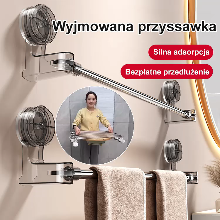 Rozciągany drążek na przyssawki bez potrzeby wiercenia.