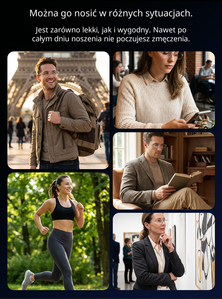 Ultralekkie bezramkowe okulary do czytania z fotochromem