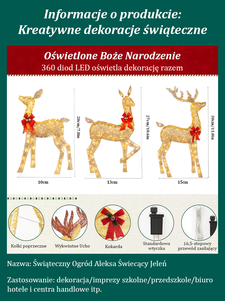 🌟Zestaw 3 reniferów LED – Wyjątkowa dekoracja na te Święta🦌