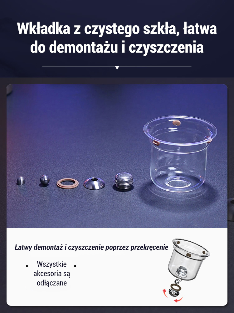 Jednoprzyciskowa filtracja zestawu do herbaty