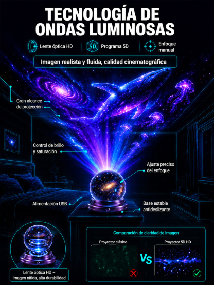 Proyector Holográfico 4K de Océano y Espacio | Proyección 360° para Habitación y Coche