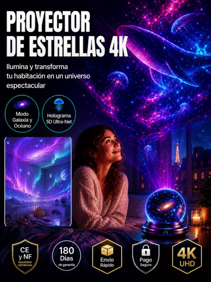 Proyector Holográfico 4K de Océano y Espacio | Proyección 360° para Habitación y Coche