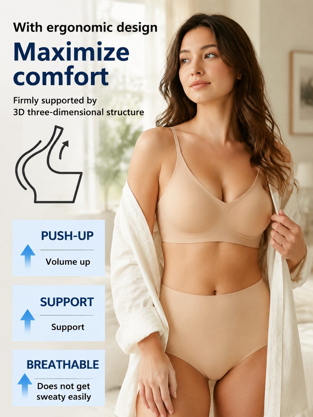【5D Ultra-Thin Cooling Feel】Seamless Push-Up Camisole Bra