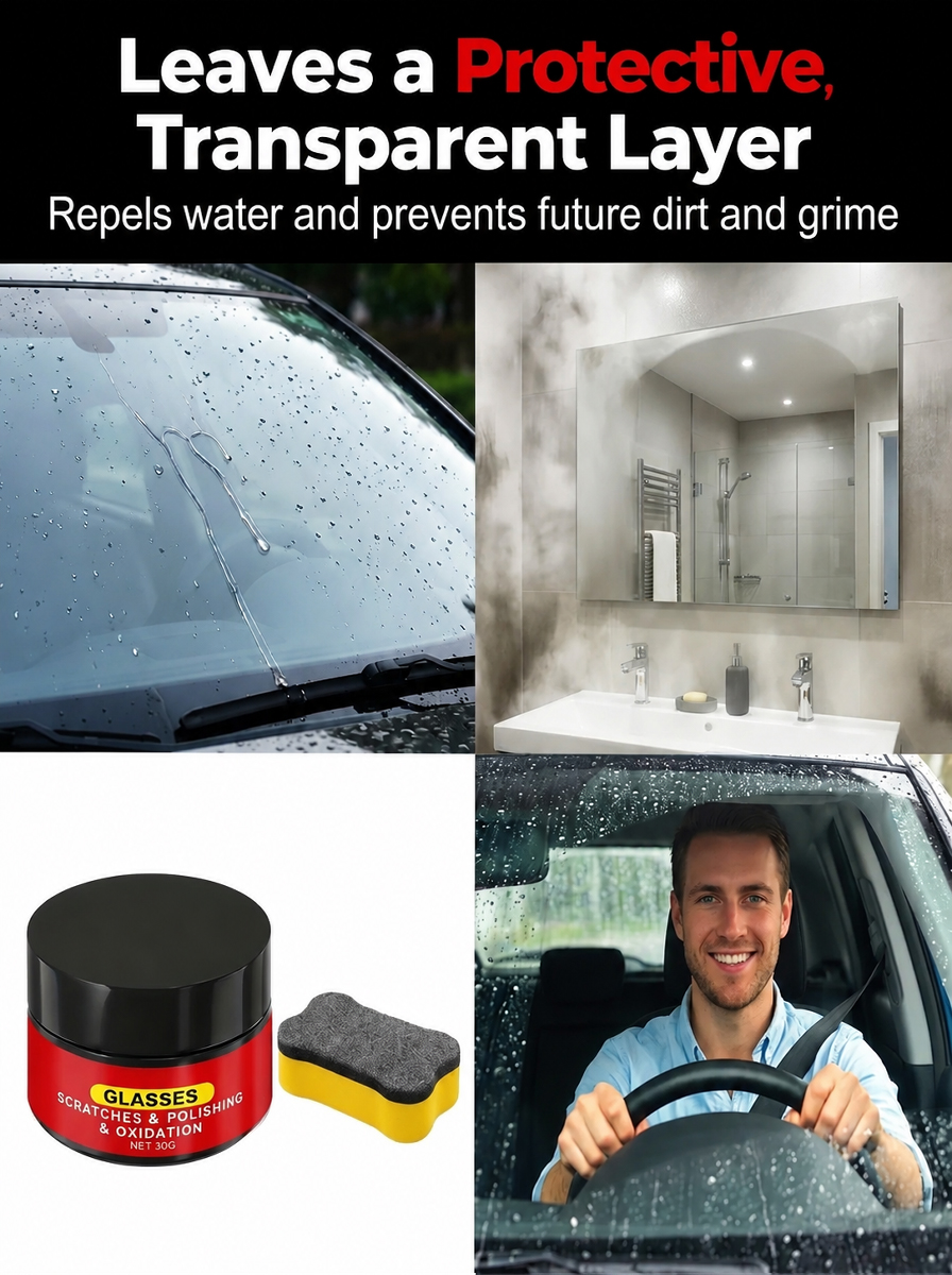 Car Glass Scratch Remover Polish, 3 Seconds and Scratches are Gone! 100% Anti-Glare Night Solution! 