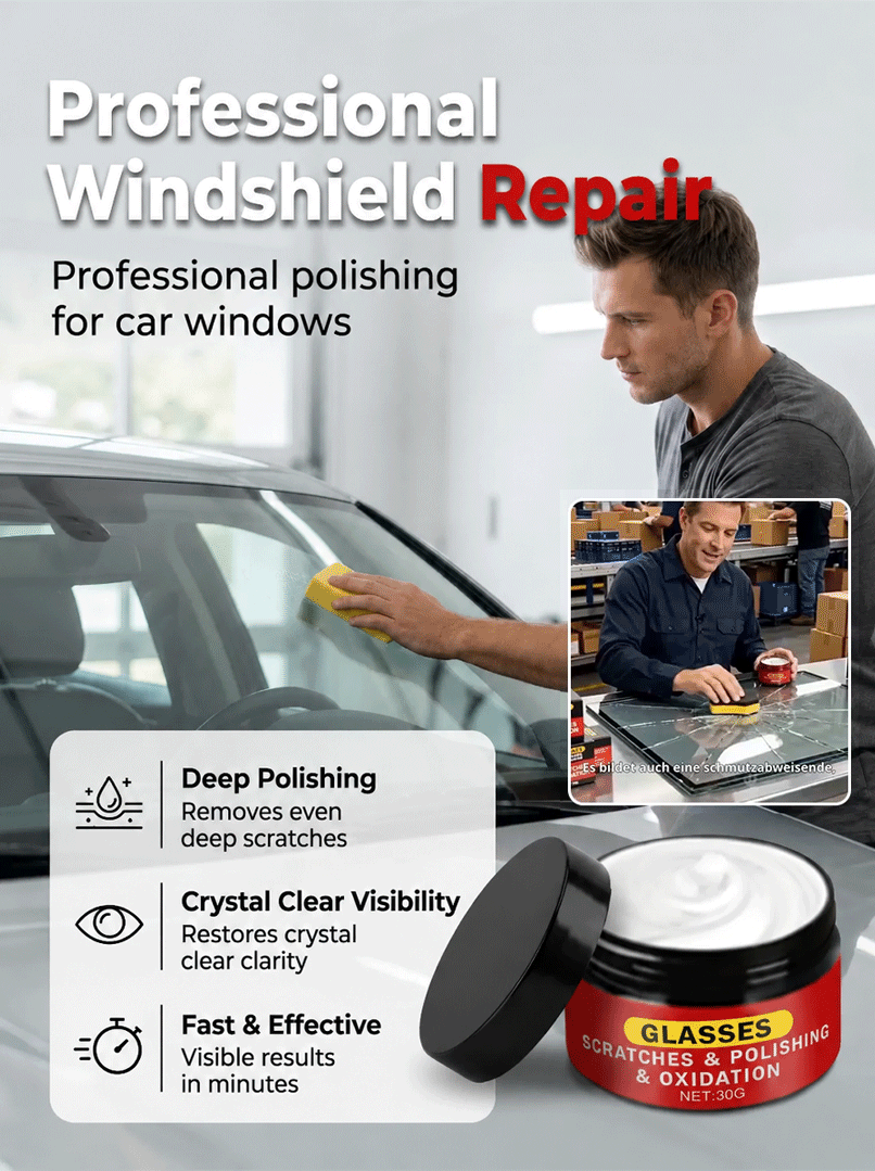 Car Glass Scratch Remover Polish, 3 Seconds and Scratches are Gone! 100% Anti-Glare Night Solution! 