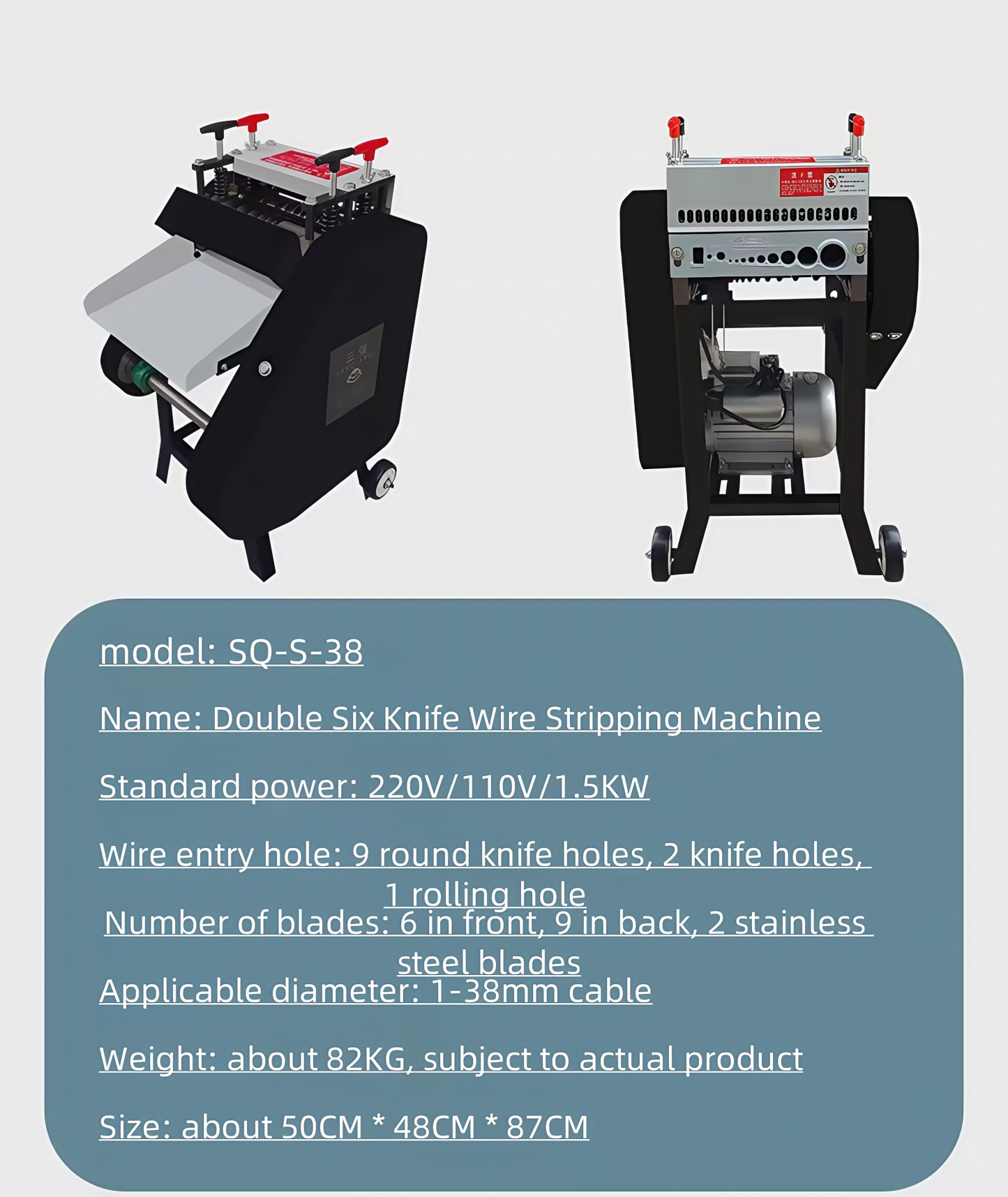Large electric wire stripping machine