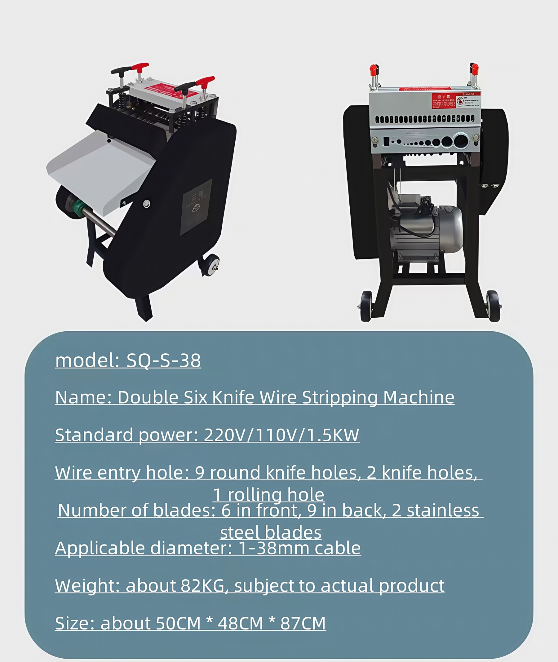Large electric wire stripping machine