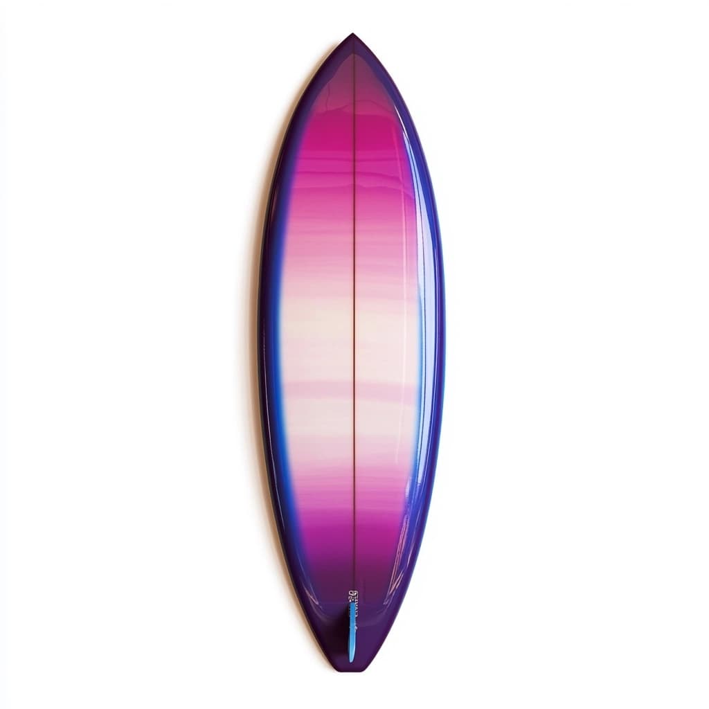 Tabla de surf equipamiento deportivo tabla corta color degradado rosa púrpura material fibra de vidrio diseño alto rendimiento para surf en playa tamaño 183x48x6.5cm
