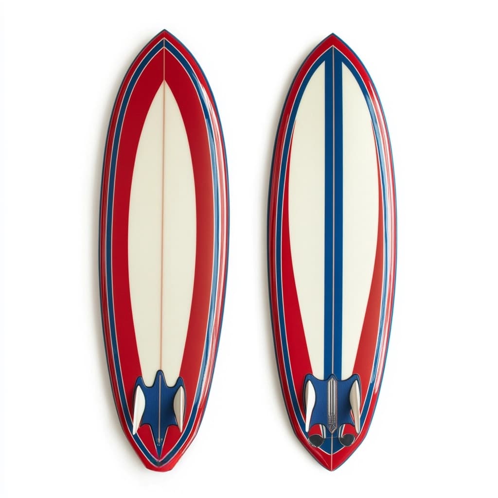 Tabla de surf profesional para olas grandes fibra de vidrio 5.8 pies rojo/azul