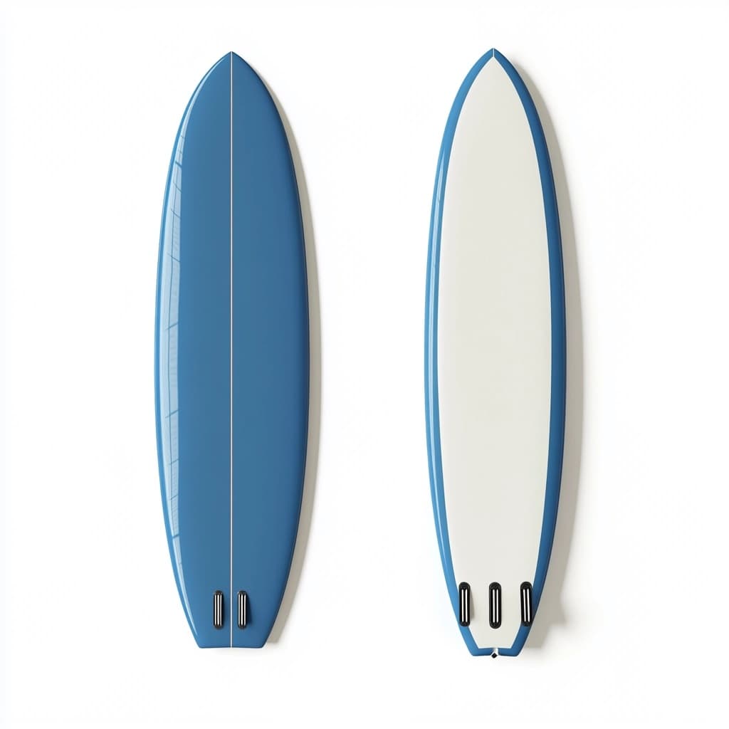 Tabla de surf de fibra de vidrio azul y blanca 6 pies para olas grandes
