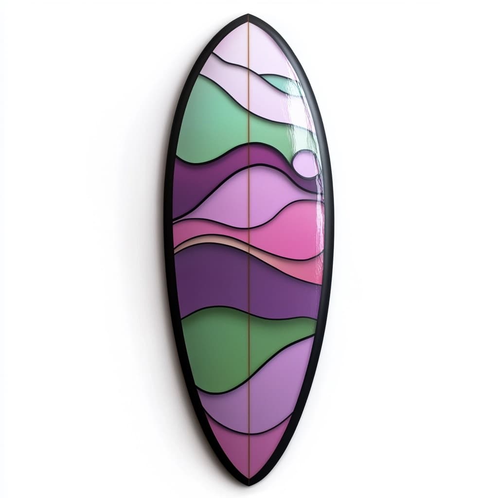 Tabla de surf decorativa de madera colores vibrantes para pared