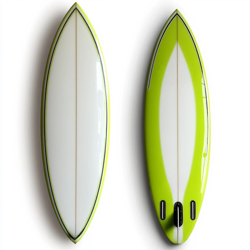 Tabla de surf 6 pies alto rendimiento verde/blanco fibra de vidrio para olas medianas