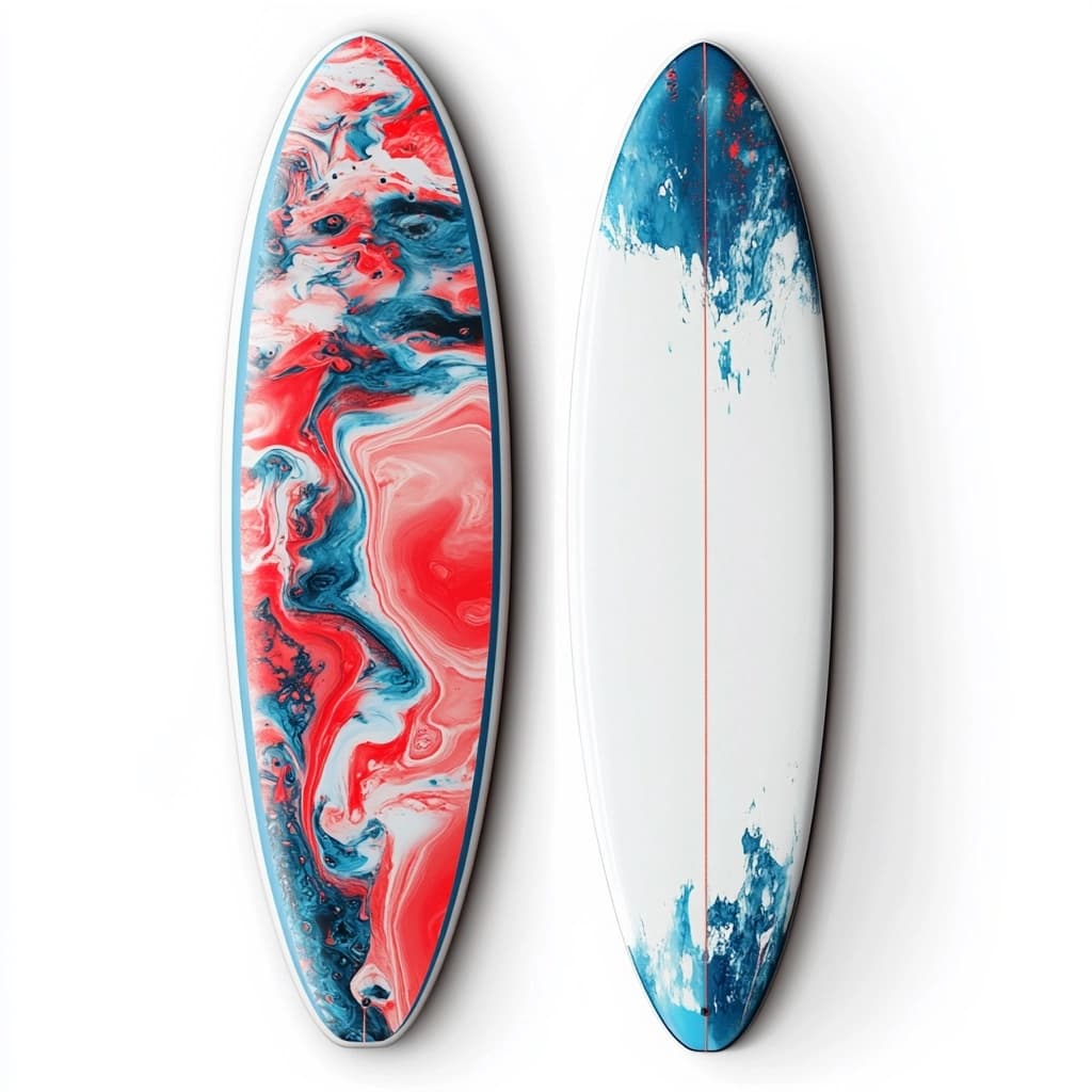 Tabla de surf de fibra de vidrio para olas medianas 6 pies playa colores rojo/azul