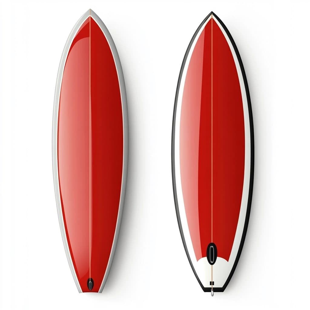 Tabla de surf de fibra de vidrio aerodinámica 6.5 pies para olas grandes color rojo