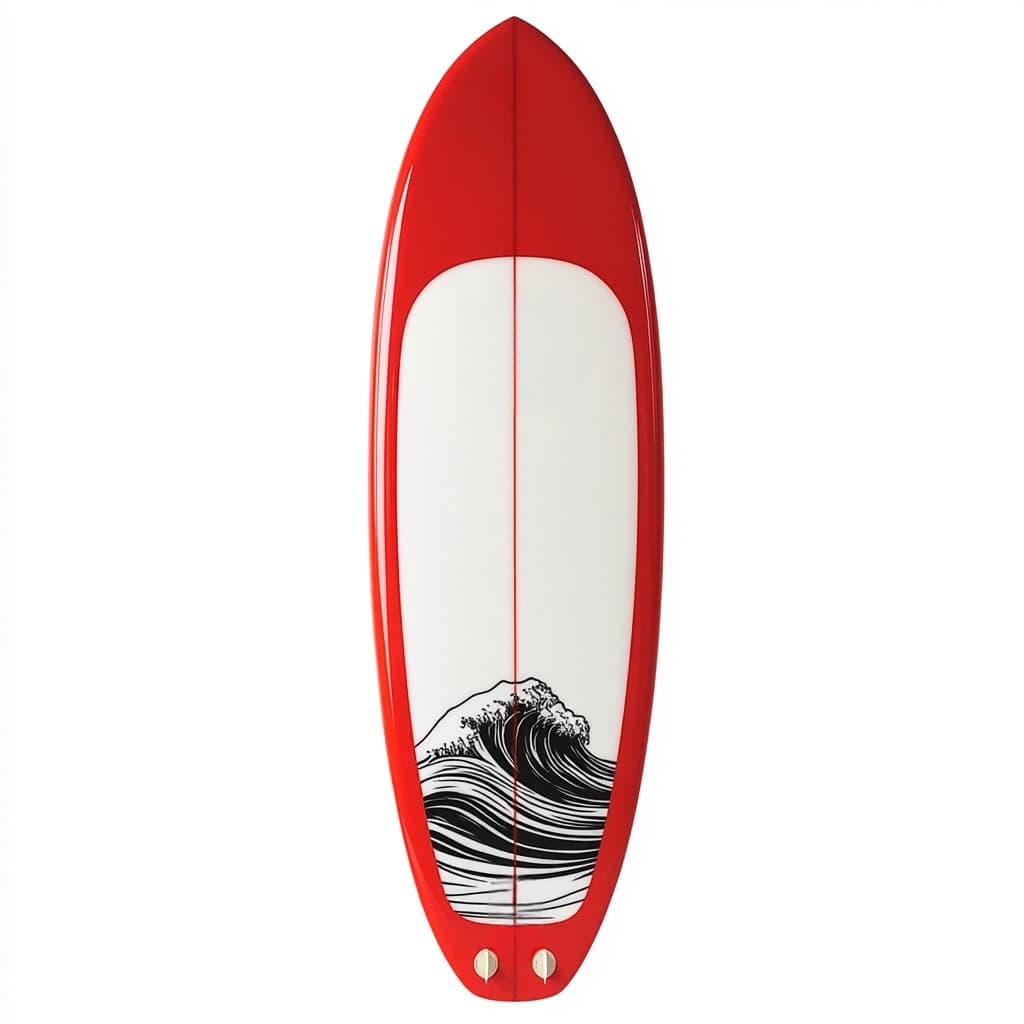 Tabla de Surf 6'2 Diseño de Olas Rojo Fibra de Vidrio Playa