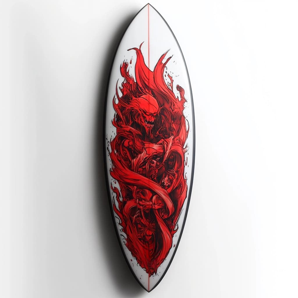 Tabla de surf de fibra de vidrio decorativa 6 pies para olas grandes roja