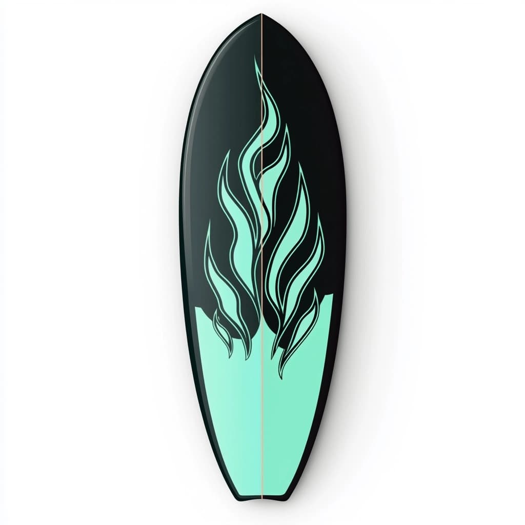 Tabla de surf moderna para olas diseño artístico fibra de vidrio 6 pies negro/verde