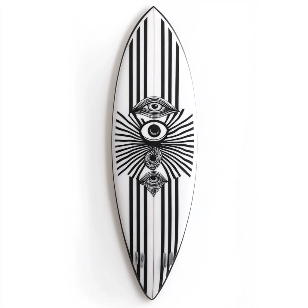 Tabla de surf 6 pies diseño artístico blanco/negro uso en olas