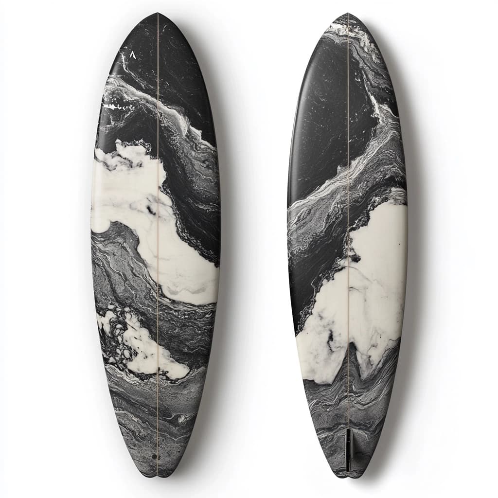Tabla de surf diseño mármol 6 pies resistencia color negro/blanco material epoxi para surf