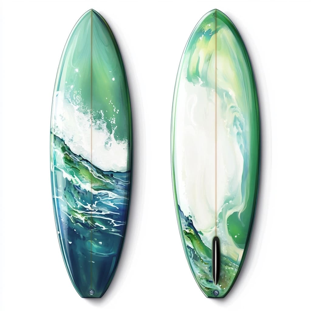 Tabla de surf profesional fibra de vidrio verde 6 pies olas grandes