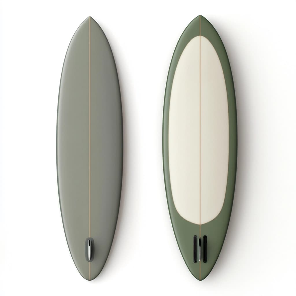 Tabla de surf polivalente para olas medianas en fibra de vidrio de 6 pies verde/crema