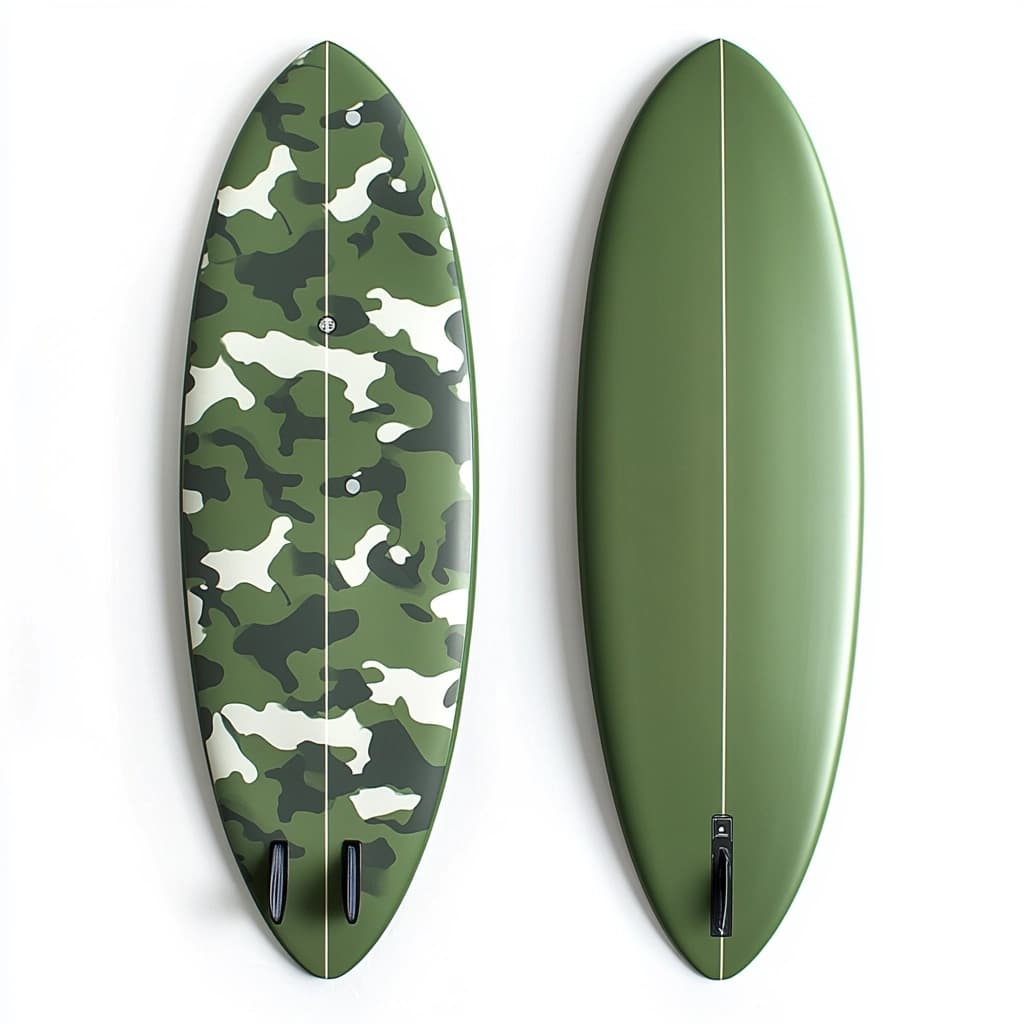 Tabla de surf fibra de vidrio antideslizante 6 pies playa camuflaje/verde