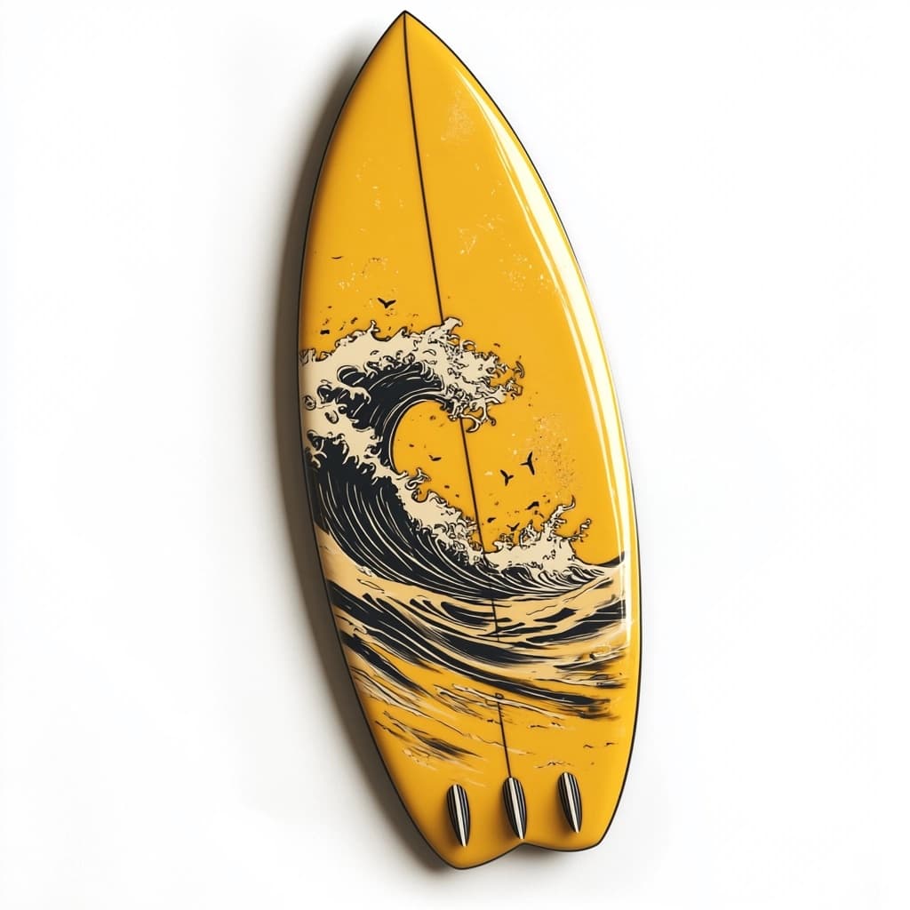 Tabla de Surf 6'0 Ola de Arte Amarillo Fibra de Vidrio Playa