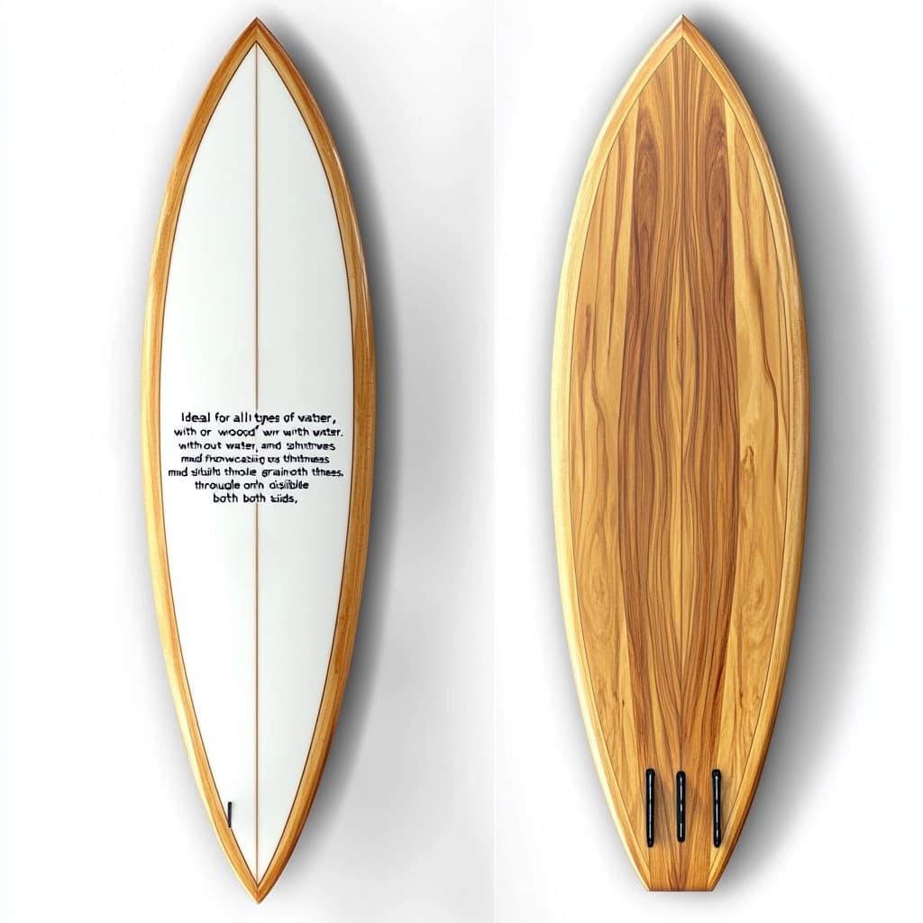 Tabla de surf de madera diseño elegante para todo tipo de agua 6 pies ideal para surfistas color marrón/blanco