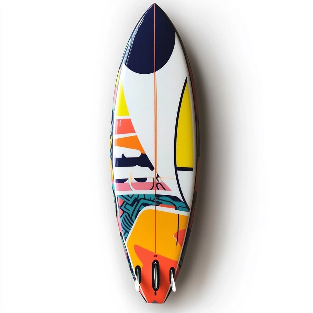 Tabla de surf para olas grandes diseño artístico fibra de vidrio 6 pies colores vivos