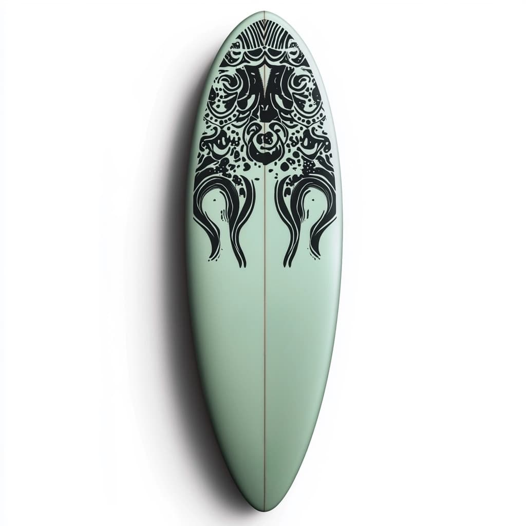 Tabla de Surf Estilo Personalizado para Olas Medianas de Fibra de Vidrio 6'5 Pulgadas Verde/Motivo Negro