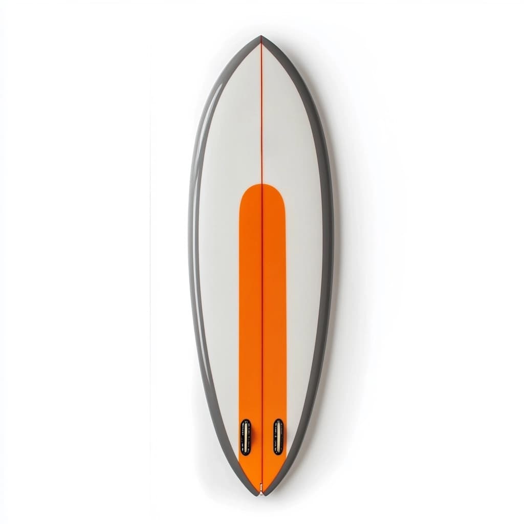 Tabla de surf mediana resistente blanca/naranja/gris para aguas abiertas