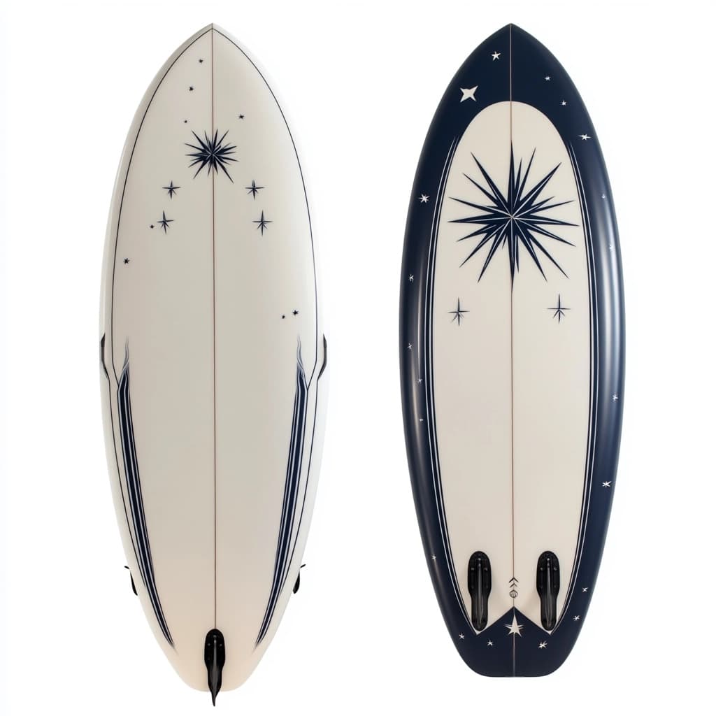 Tabla de surf de doble quilla para olas medianas de fibra de vidrio 6'0" blanca/azul marino
