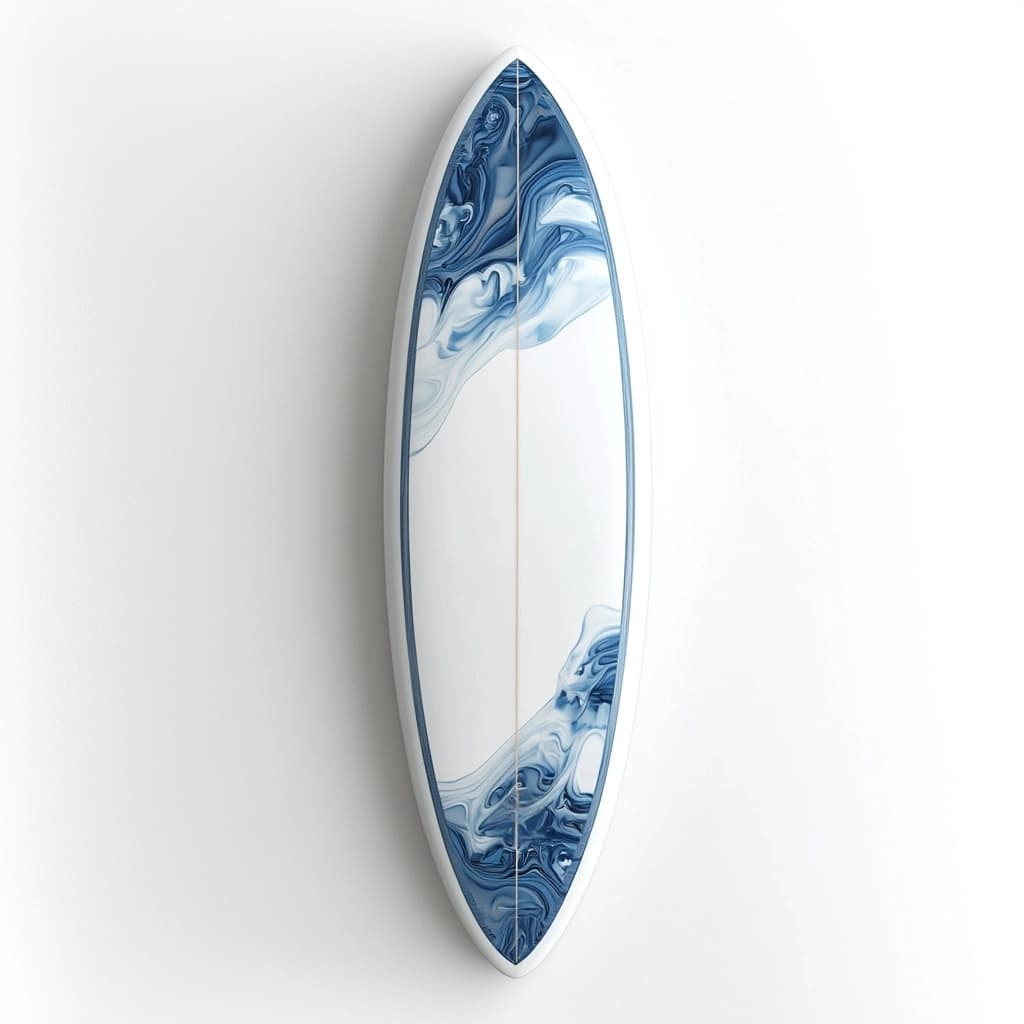 Tabla de surf 6 pies diseño artístico azul y blanco fibra de vidrio actividades acuáticas