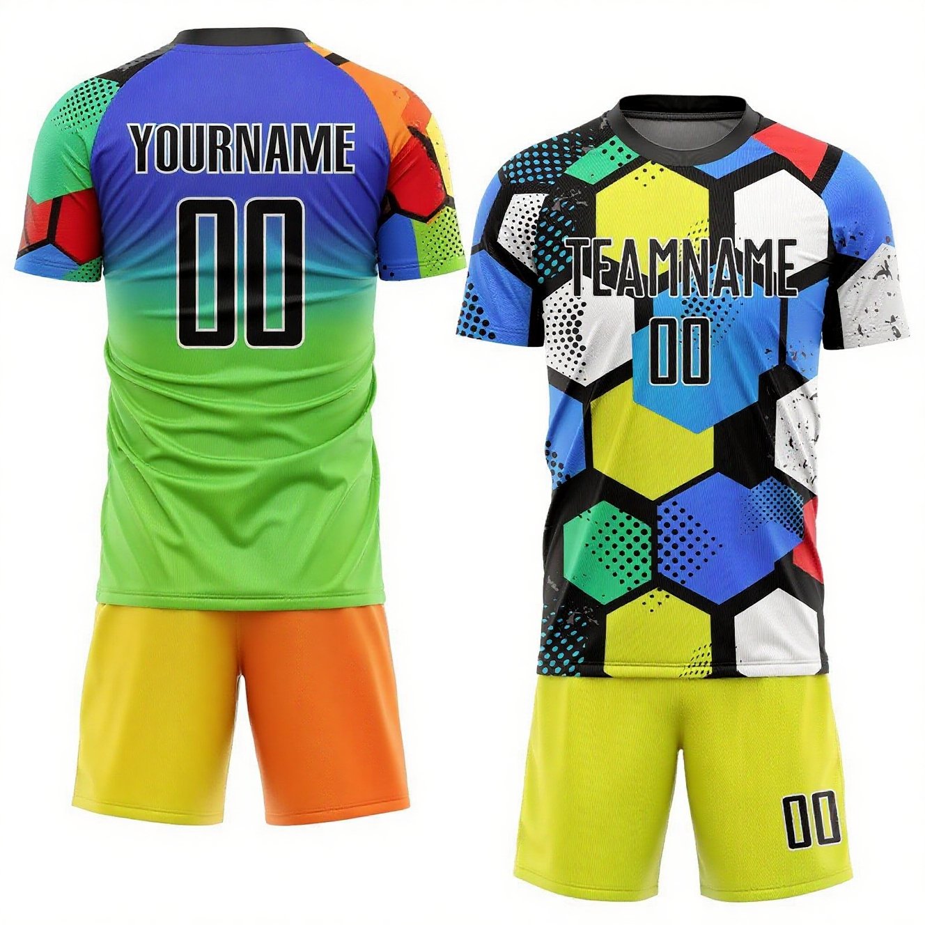 Custom Figure Colored Diamond Shape Sublimation Soccer Uniform Jersey