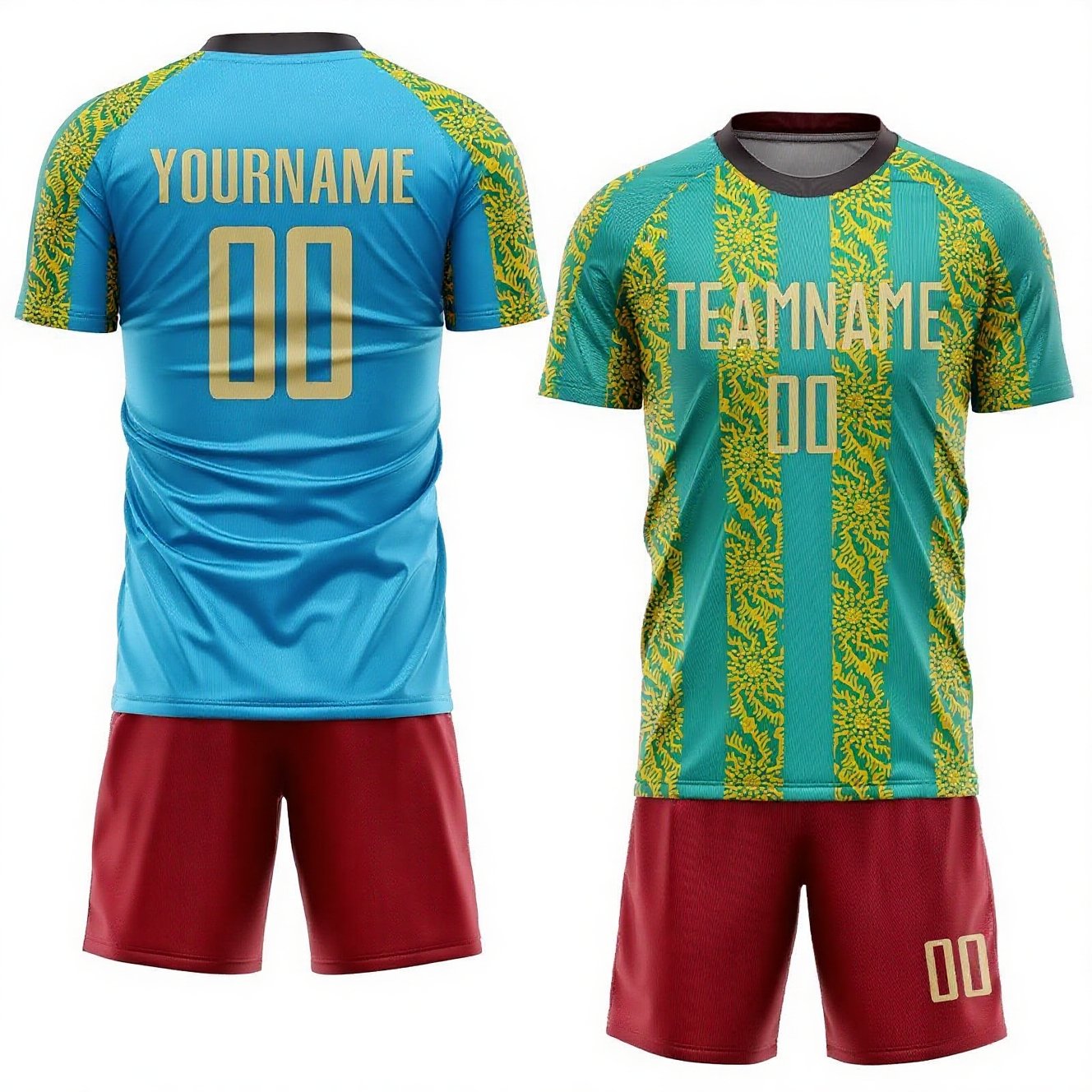 Custom Tie Dye Aqua-White Sublimation Soccer Uniform Jersey