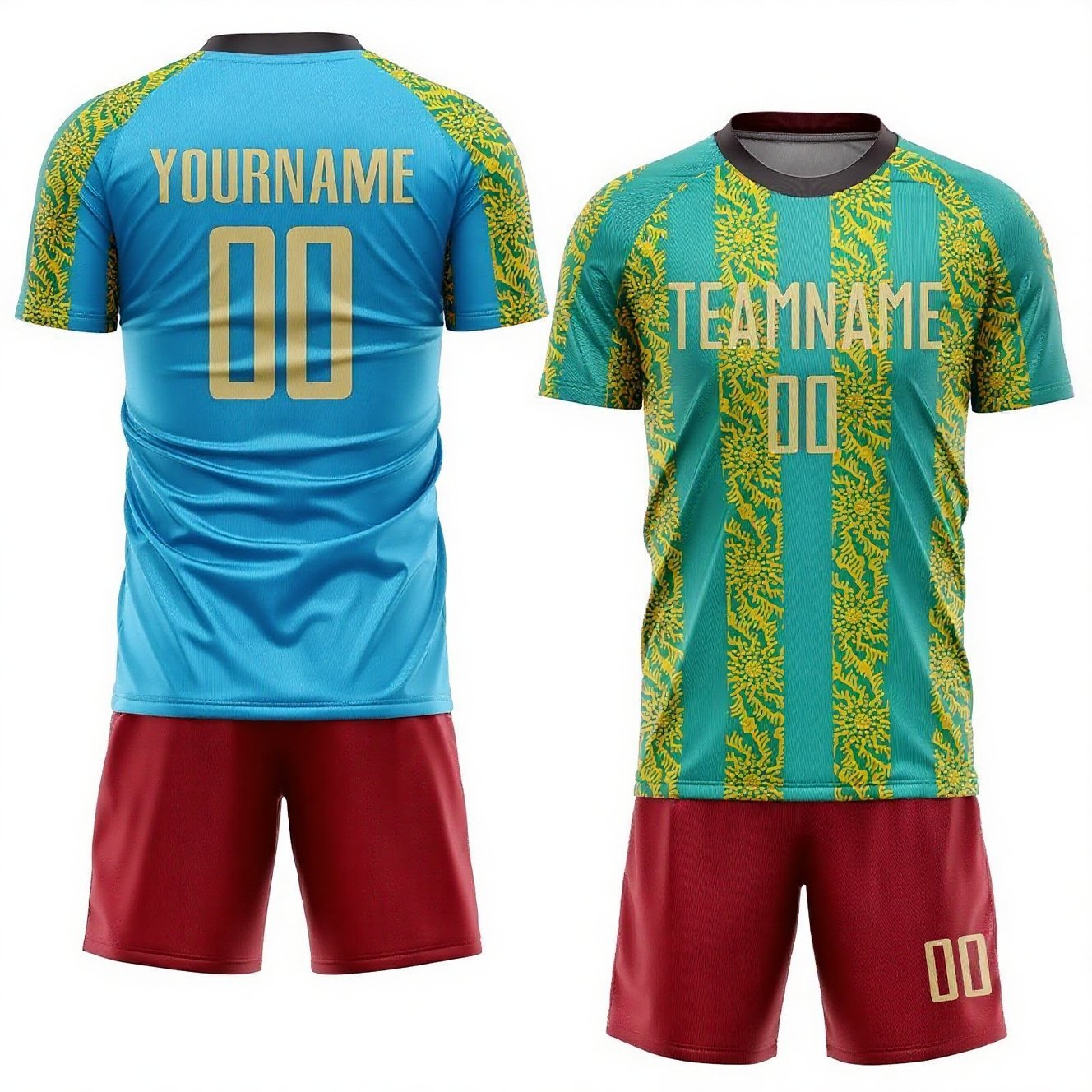 Custom Tie Dye Aqua-White Sublimation Soccer Uniform Jersey