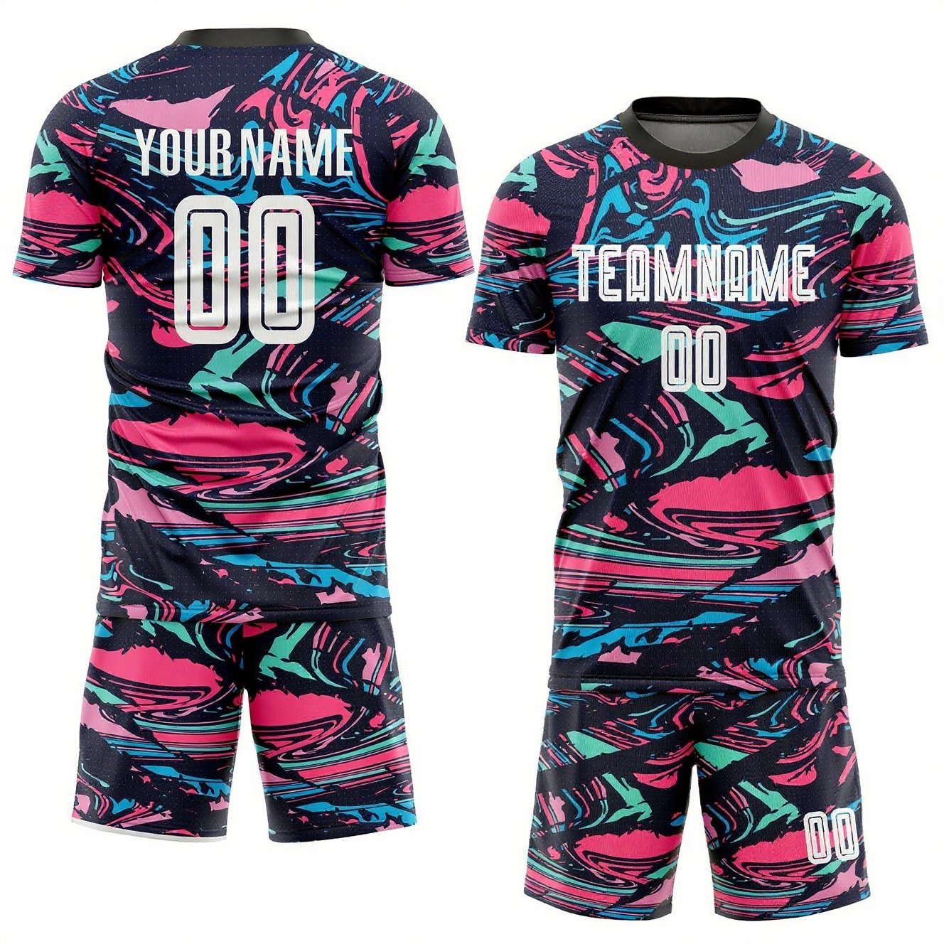 Custom Tie Dye Aqua-White Sublimation Soccer Uniform Jersey