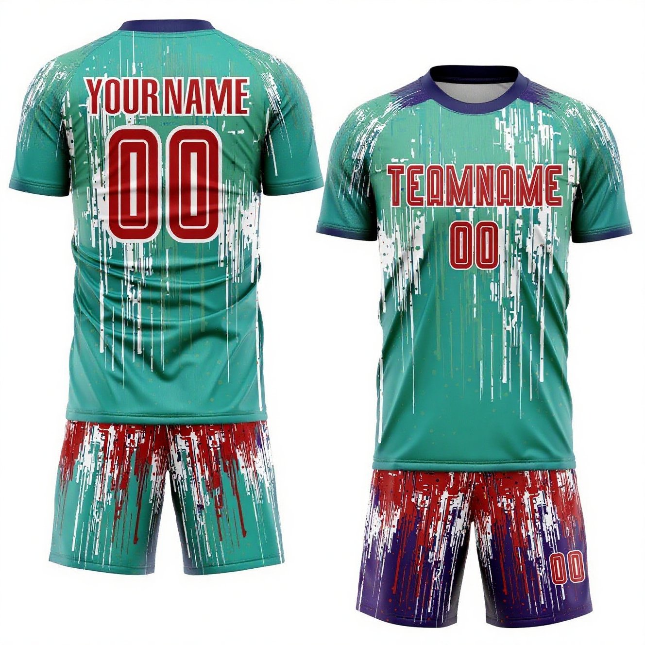Custom Tie Dye Aqua-White Sublimation Soccer Uniform Jersey