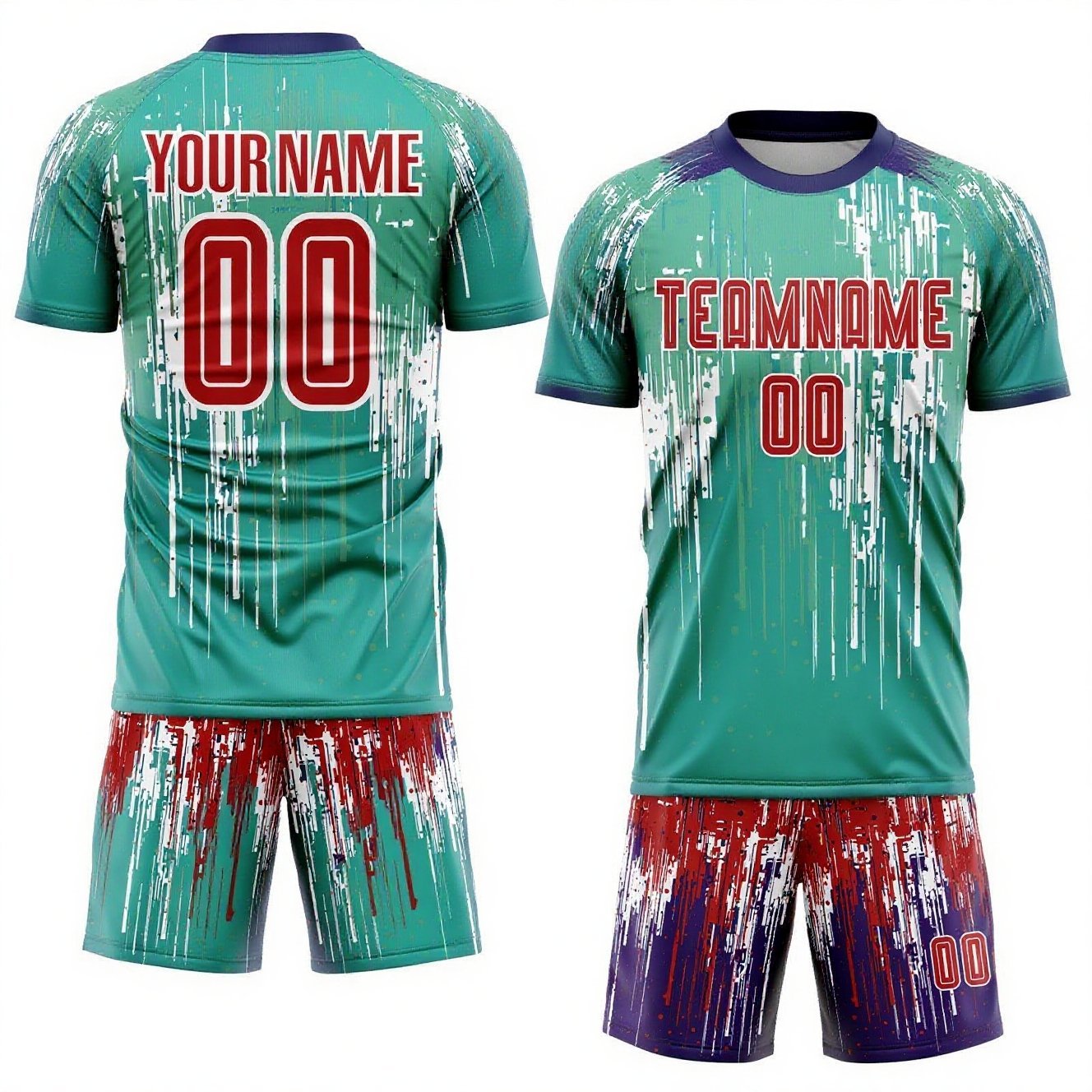 Custom Tie Dye Aqua-White Sublimation Soccer Uniform Jersey