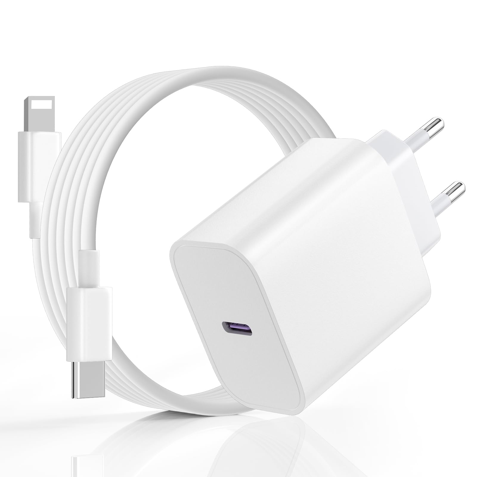 Cargador de 20 W de carga rápida para iPhone 14 y 13, conector USB C PD3.0 con cable Lightning de 2 m para iPhone 14 Plus, 14 Pro, 14 Pro Max, 13, 12, 11 SE, XS MAX, XR y iPad.