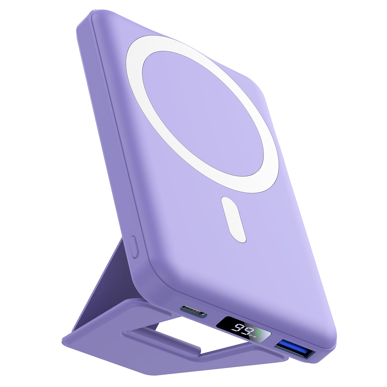 Banco de energía de 10000 mAh, batería externa magnética AOGUERBE, inalámbrica, 5 W, 7,5 W, 15 W, 22,5 W QC USB-A, 20 W PD USB-C y entrada de carga rápida de 18 W, compatible con iPhone 12/13/14/15 Pro/Mini/Pro MAX