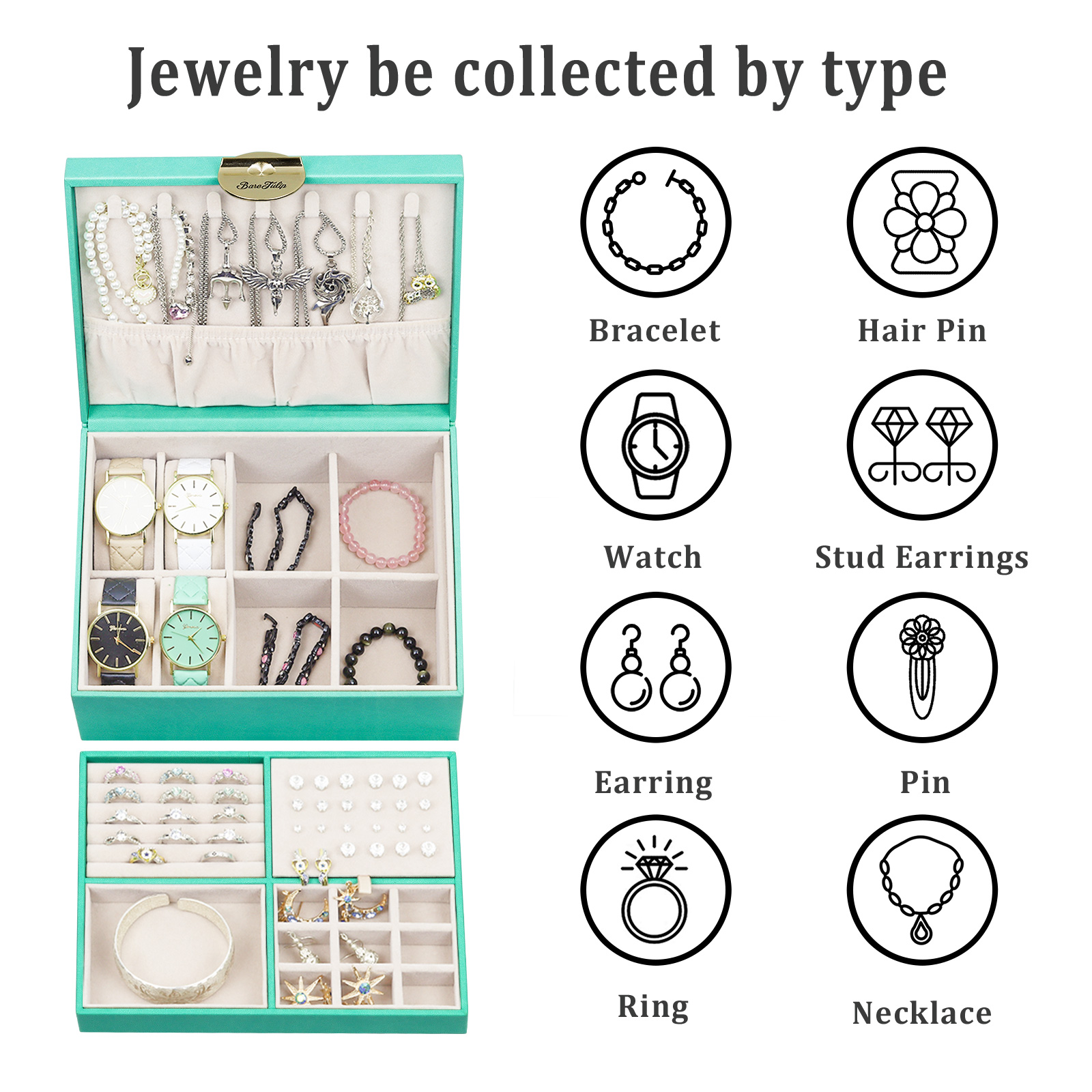 Green double layer storage box